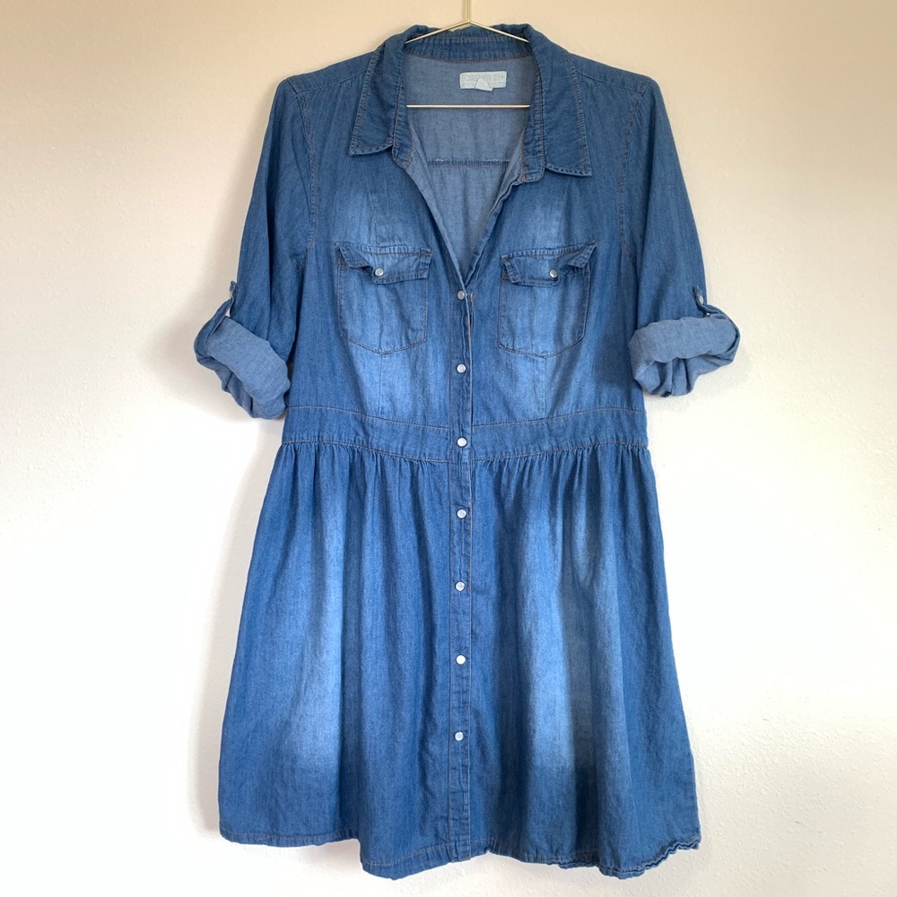 Forever 21 Plus Size Shirtdress Blue Size 1X